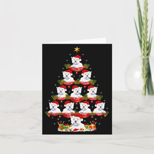 Westie Dog Xmas Tree Lighting Westie Christmas  Card (Front)