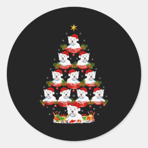 Westie Dog Xmas Tree Lighting Westie Christmas Classic Round Sticker