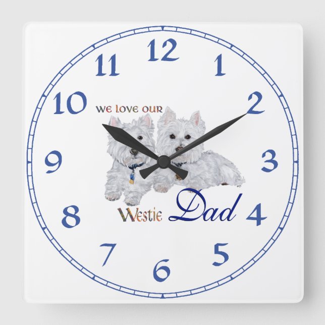 Westie Father's Day Square Wall Clock (Front)
