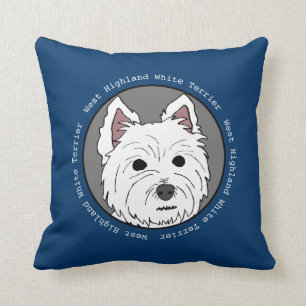 Westie font face au coussin