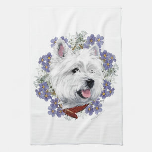 Westie Forget Me Not Kitchen Towel
