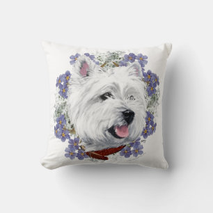 Westie Forget Me Not Throw Pillow