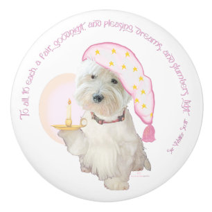 Westie Goodnight Ceramic Knob