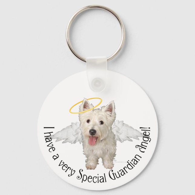Westie Guardian Angels Keychain (Front)