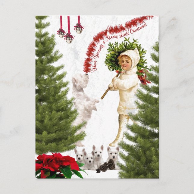 Westie Have Yourself a Merry Little Christmas Holiday Postcard (Front)