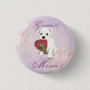 Westie Heart Mom 1 Inch Round Button