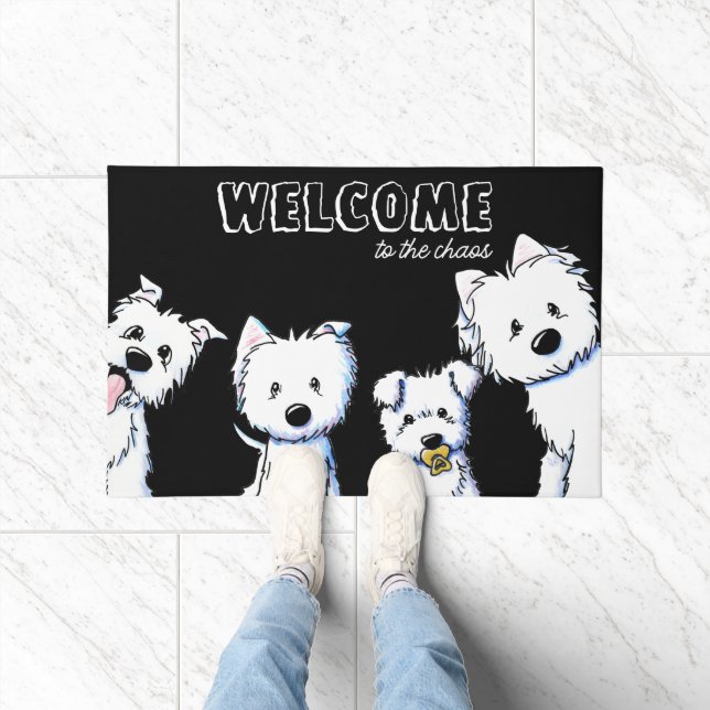 Westie Home Black Door Mat (Indoor)