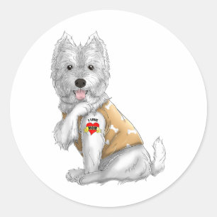 Westie I Love Mom Tattoo Dog Shirt Funny Mothers D Classic Round Sticker