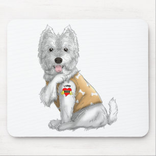 Westie I Love Mom Tattoo Dog Shirt Funny Mothers D Mouse Pad