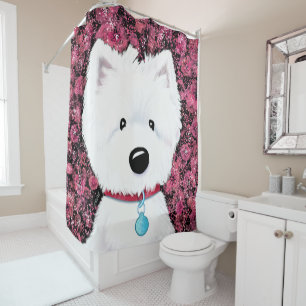 Westie Impressions Floral Shower Curtain