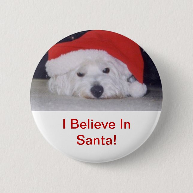Westie in a Santa Hat 2 Inch Round Button (Front)