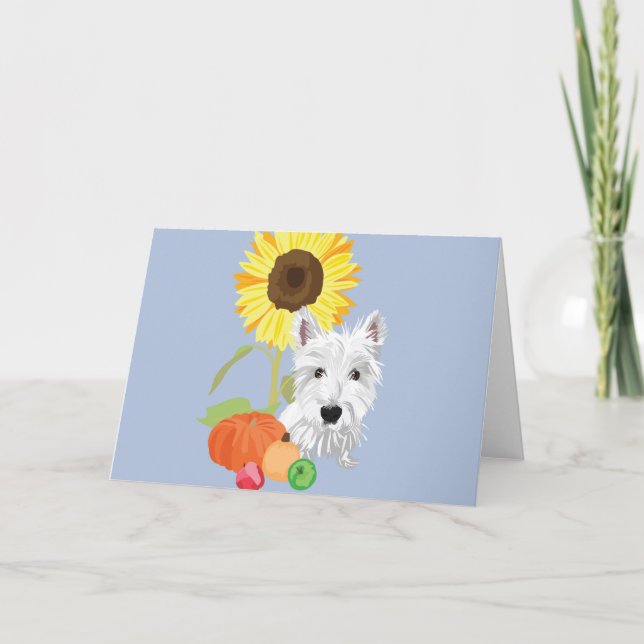 Westie in autumn card (Front)