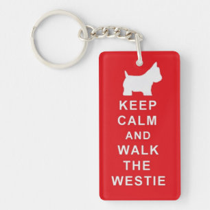 Westie Keep Calm Walk Birthday Christmas present Keychain