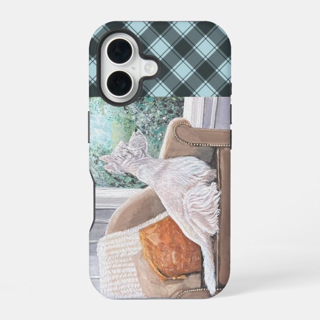 Westie Looking Out a Window iPhone 16 Case (Back)