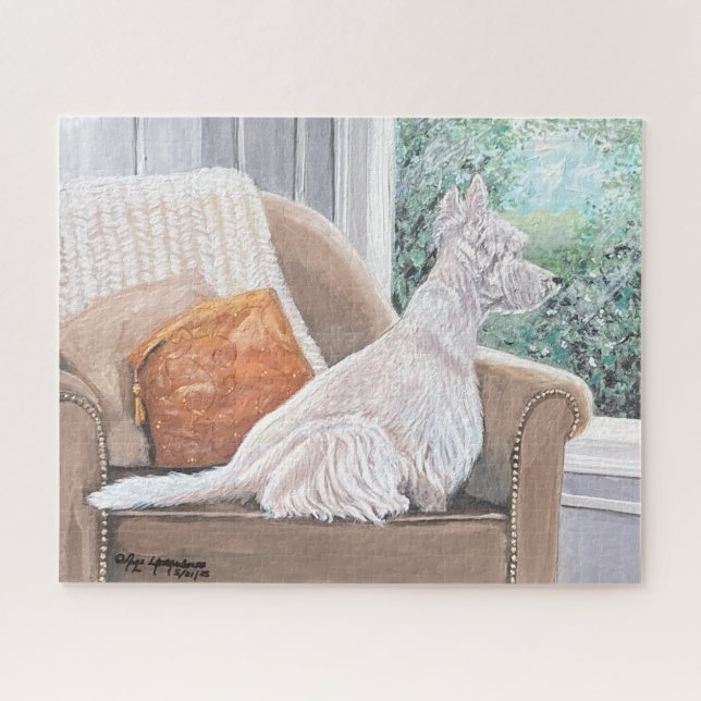 Westie Looking Out a Window Jigsaw Puzzle (Horizontal)