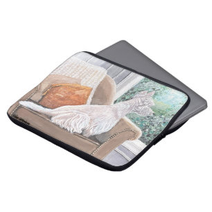 Westie Looking Out a Window Laptop Sleeve