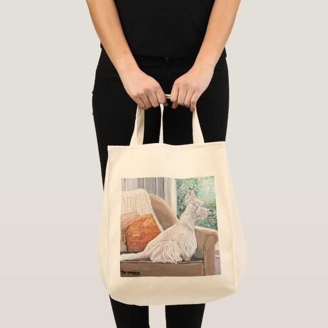 Westie Looking Out a Window Tote Bag (Front (Product))