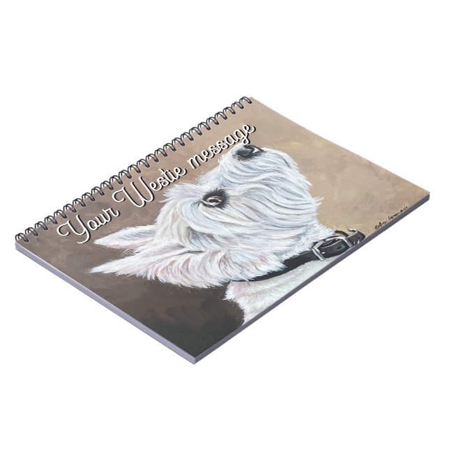Westie Looking Up Profile B Notebook (Left Side)