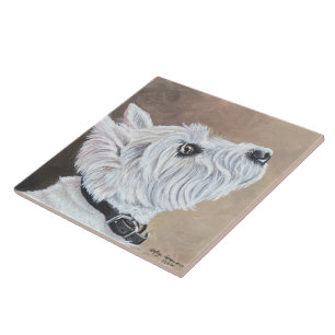 Westie Looking Up Profile B Tile