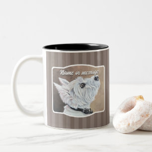 Westie Looking Up Profile B Two-Tone Coffee Mug