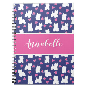 Westie love hearts spiral notebook