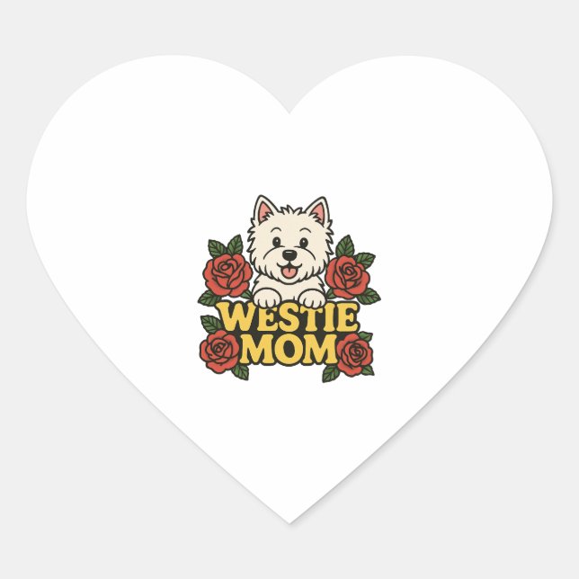 Westie Mom Heart Sticker (Front)