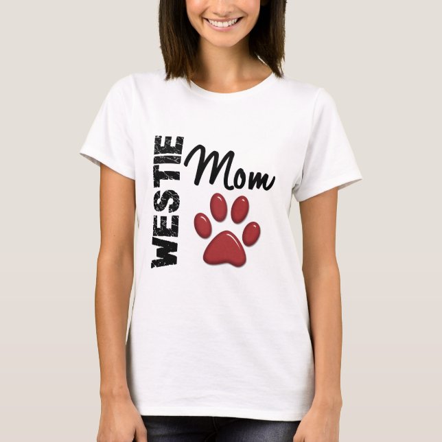 Westie Mom Paw Print 2 T-Shirt (Front)