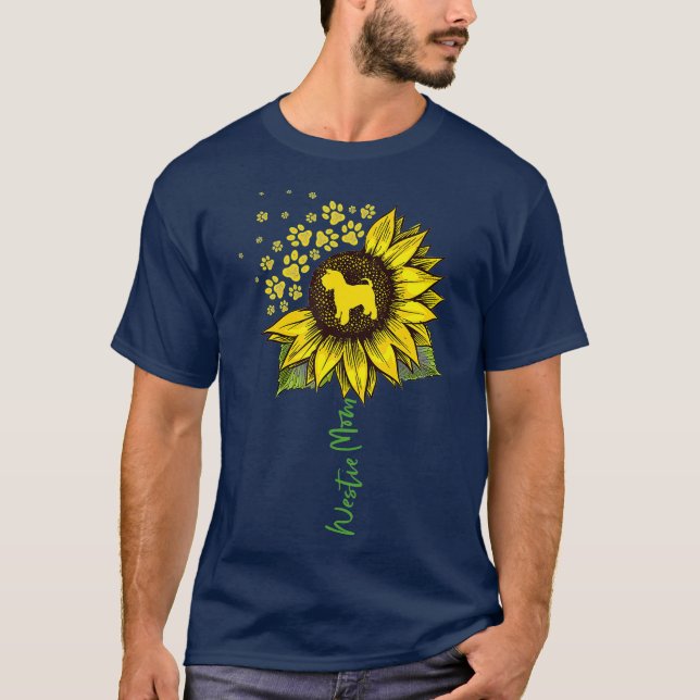 Westie Mom Sunflower West Highland Terrier Gifts T-Shirt (Front)