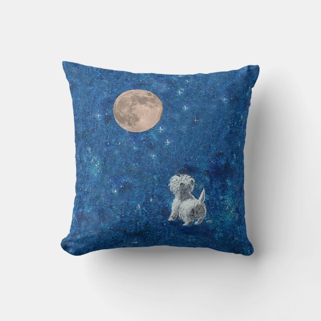 Westie Moon PILLOW (Front)