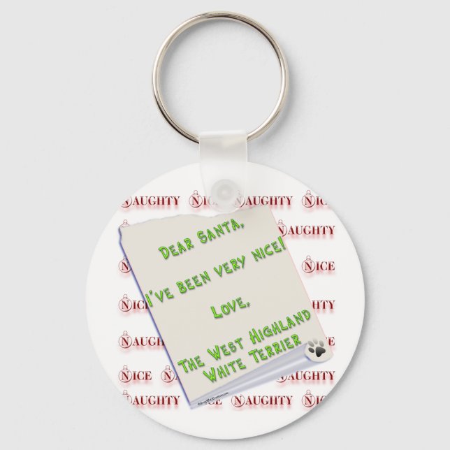 Westie Naughty or Nice Keychain (Front)