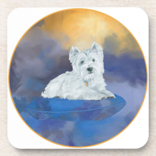 Westie on Cushion Coaster
