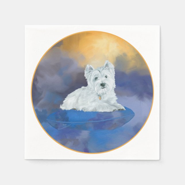 Westie on Cushion Napkin (Front)