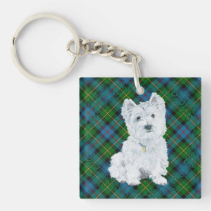 Westie on Tartan Keychain