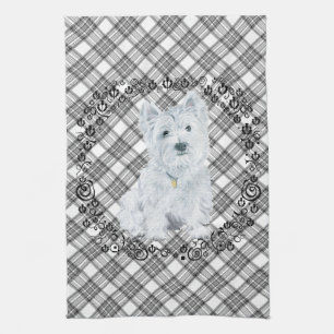 Westie on Tartan Kitchen Towel