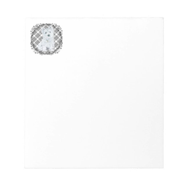 Westie on Tartan Notepad (Front)