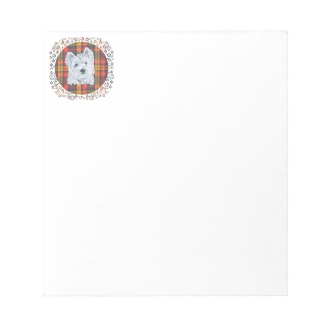 Westie on Tartan Notepad (Front)