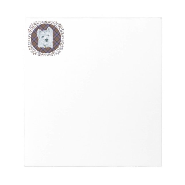 Westie on Tartan Notepad (Front)