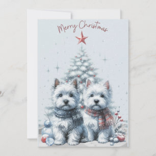 Westie Pair Merry Christmas Card