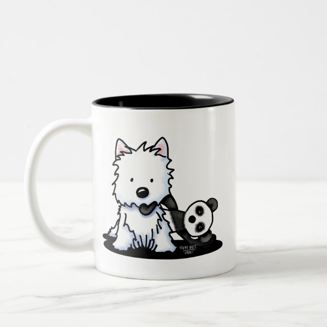 Westie Panda Lover Two-Tone Coffee Mug (Left)
