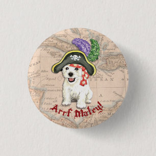 Westie Pirate 1 Inch Round Button