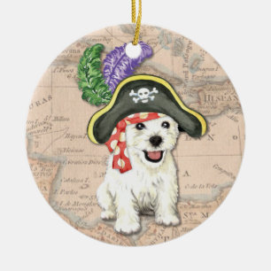 Westie Pirate Ceramic Ornament