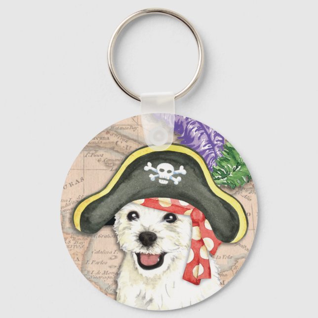 Westie Pirate Keychain (Front)