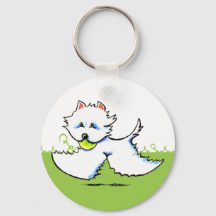 Westie Playtime Off-Leash Art™ Keychain