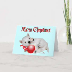 Westie Puppy Christmas Playtime Holiday Card