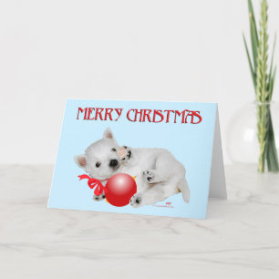 Westie Puppy Christmas Playtime Holiday Card