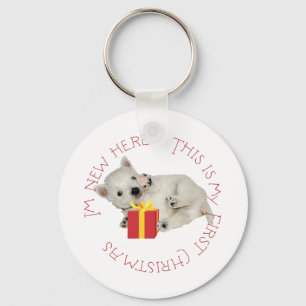 Westie Puppy First Christmas Keychain