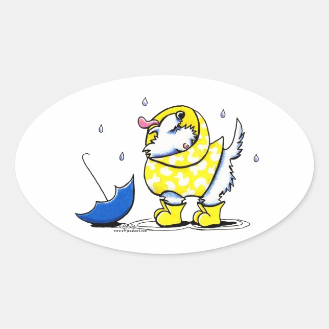 Westie Rainy Day Oval Sticker (Front)