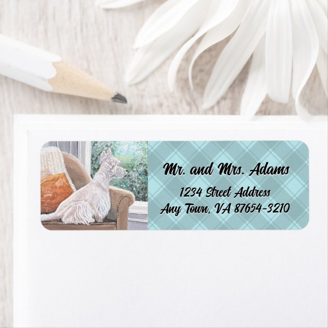 Westie regardant par une fenêtre (En situation)