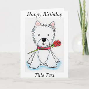 Westie rose carte d'anniversaire ami maman etc