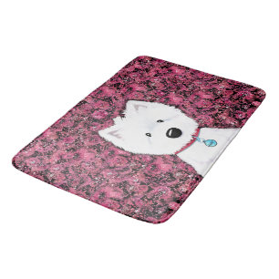 Westie Roses Floral Bath Towel Set Mat